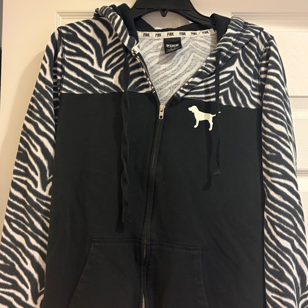 PINK Victoria's Secret Zebra Print Hoodie Jacket